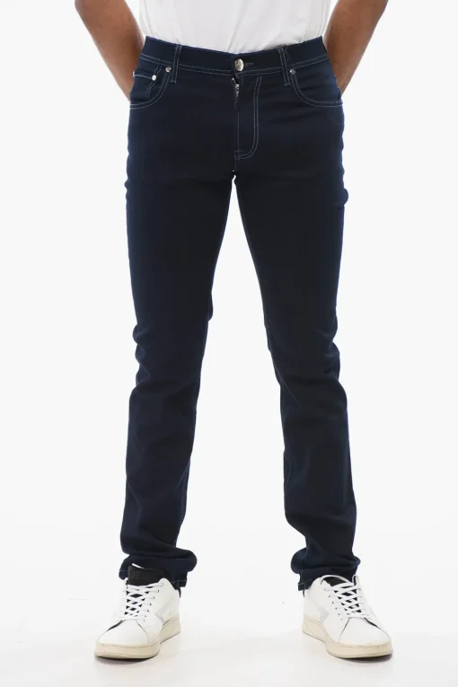 Online ID Jeans Slim Fit in Denim Lavaggio Scuro 14cm Uomo Jeans
