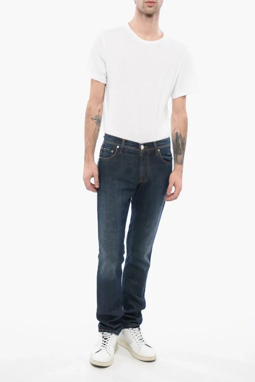 Online ID Jeans Slim Fit in Denim Lavaggio Scuro 17cm Uomo Jeans
