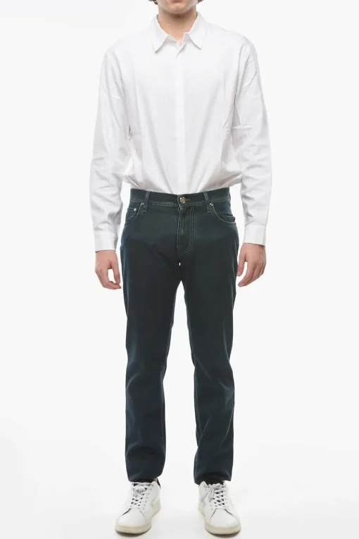 ID LUXURY DENIM Jeans Ricamati con Effetto Acid Wash 18,5cm>Corneliani Fashion
