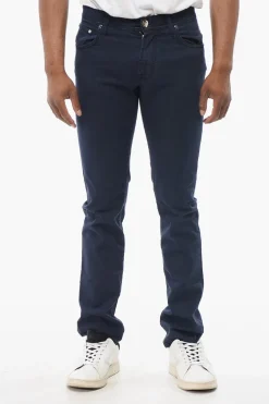 New ID LUXURY Jeans Straight Fit con Logo Ricamato Uomo Jeans