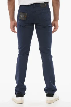 New ID LUXURY Jeans Straight Fit con Logo Ricamato Uomo Jeans
