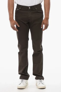 Clearance ID LUXURY Jeans Straight Fit con Logo Ricamato Uomo Jeans