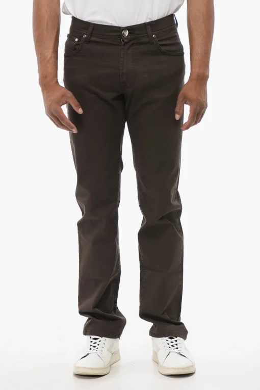 Clearance ID LUXURY Jeans Straight Fit con Logo Ricamato Uomo Jeans