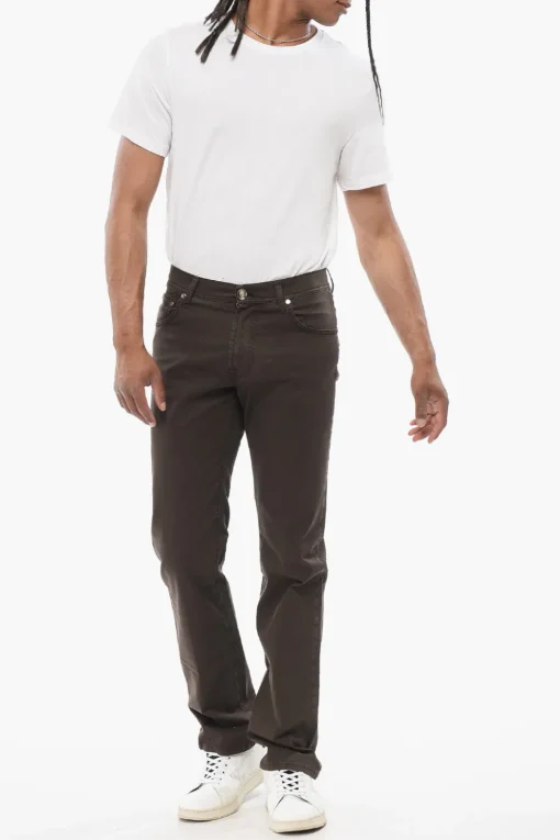 Clearance ID LUXURY Jeans Straight Fit con Logo Ricamato Uomo Jeans