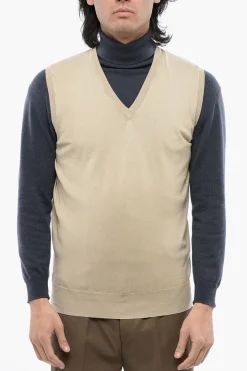 Online ID Maglia in Cotone Leggero Senza Maniche con Scollo a V Uomo Maglieria