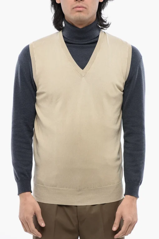 Online ID Maglia in Cotone Leggero Senza Maniche con Scollo a V Uomo Maglieria