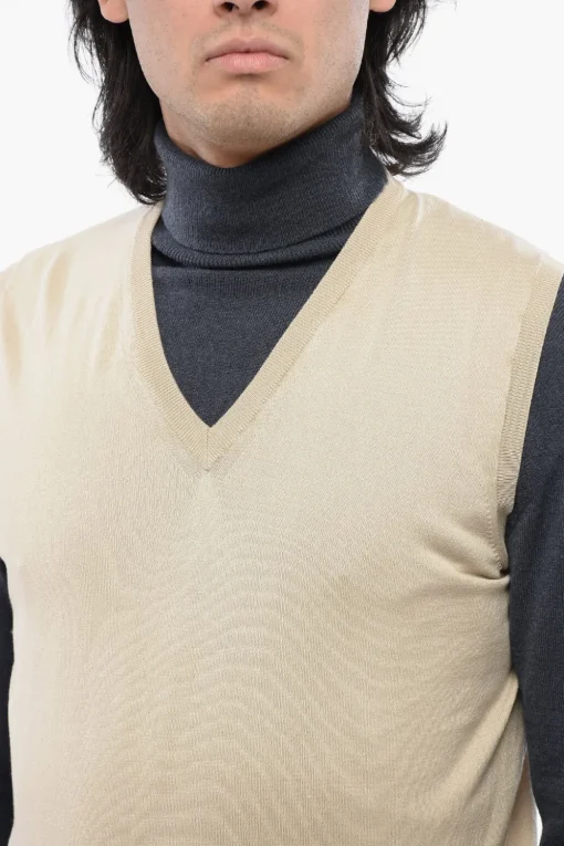 Online ID Maglia in Cotone Leggero Senza Maniche con Scollo a V Uomo Maglieria