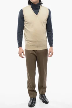 Online ID Maglia in Cotone Leggero Senza Maniche con Scollo a V Uomo Maglieria