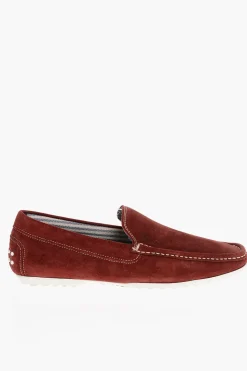 Sale ID Mocassini in Suede a Tinta Unita con Punta Squadrata Uomo Mocassini