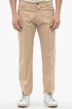 Clearance ID Pantaloni 5 Tasche in Cotone Stretch a Tinta Unita Uomo Pantaloni