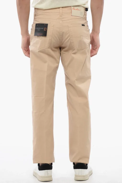 Clearance ID Pantaloni 5 Tasche in Cotone Stretch a Tinta Unita Uomo Pantaloni