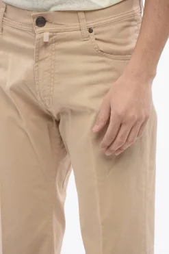 Clearance ID Pantaloni 5 Tasche in Cotone Stretch a Tinta Unita Uomo Pantaloni