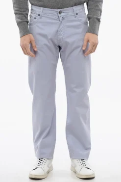 Clearance ID Pantaloni 5 Tasche in Cotone Stretch con Passanti Uomo Pantaloni