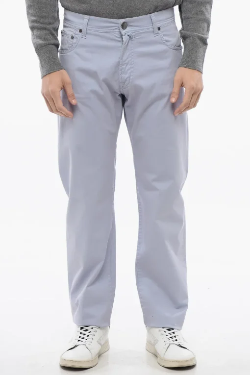 Clearance ID Pantaloni 5 Tasche in Cotone Stretch con Passanti Uomo Pantaloni
