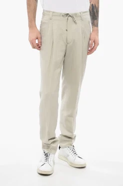 ID Pantaloni 4 Tasche in Misto Lino con Passanti>Corneliani Hot