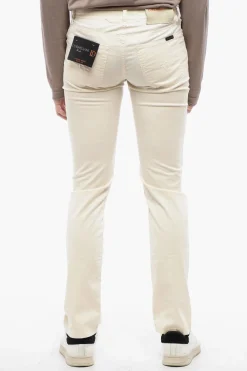 Clearance ID Pantaloni a 5 Tasche in Cotone Stretch a Vita Regolare con 4 Bottoni Uomo Pantaloni