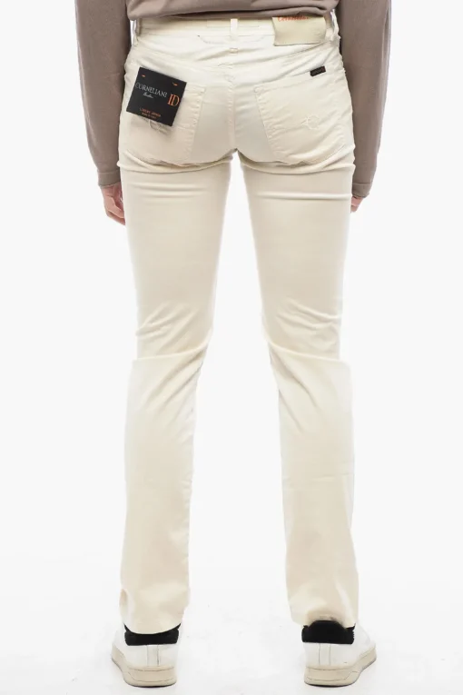 Clearance ID Pantaloni a 5 Tasche in Cotone Stretch a Vita Regolare con 4 Bottoni Uomo Pantaloni
