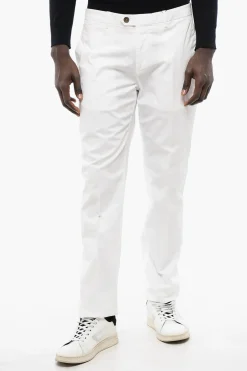 Discount ID Pantaloni Chino a Tinta Unita con Passanti Uomo Pantaloni
