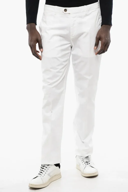 Discount ID Pantaloni Chino a Tinta Unita con Passanti Uomo Pantaloni