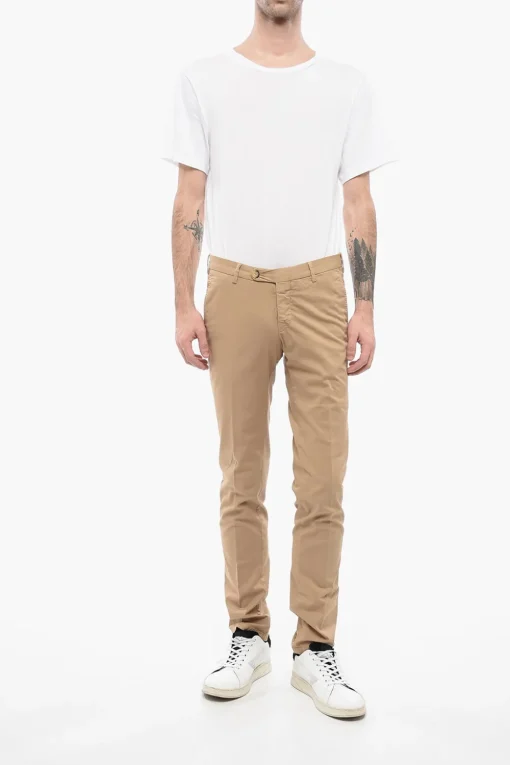 Sale ID Pantaloni Chino in Cotone Stretch con Passanti Uomo Pantaloni