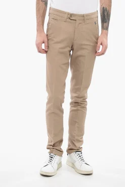 Best ID Pantaloni Chino in Cotone e Lino a Tinta Unita Uomo Pantaloni
