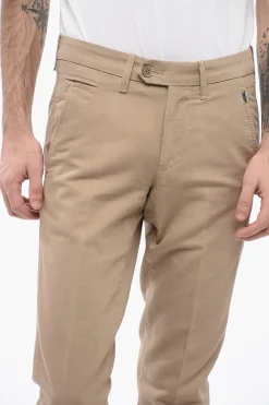 Best ID Pantaloni Chino in Cotone e Lino a Tinta Unita Uomo Pantaloni