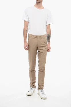 Best ID Pantaloni Chino in Cotone e Lino a Tinta Unita Uomo Pantaloni