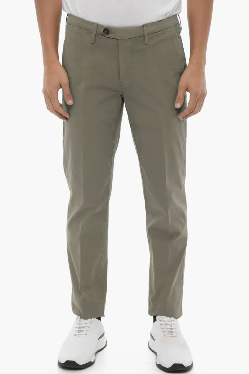 Best ID Pantaloni Chino in Cotone Stretch con Passanti Uomo Pantaloni