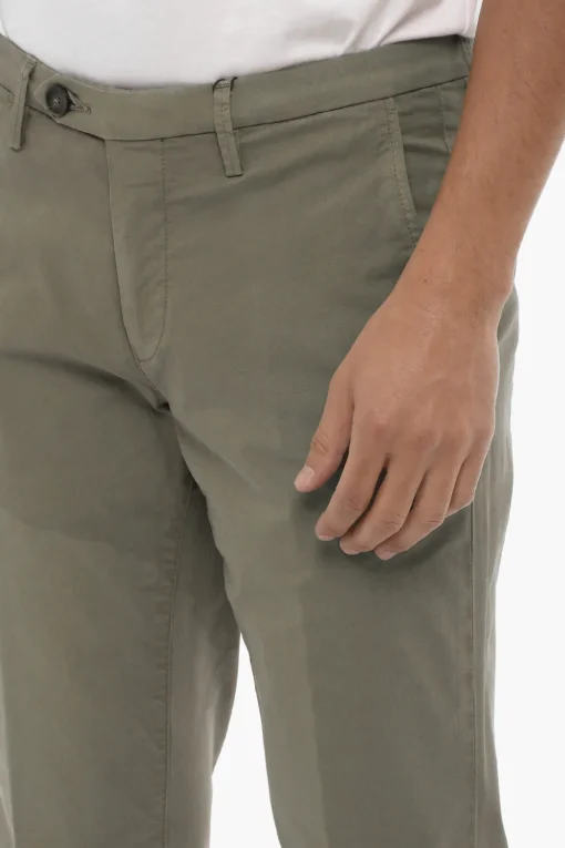Best ID Pantaloni Chino in Cotone Stretch con Passanti Uomo Pantaloni