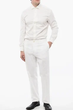 ID Pantaloni Chino in Coton Stretch con Martingale></noscript>Corneliani Outlet