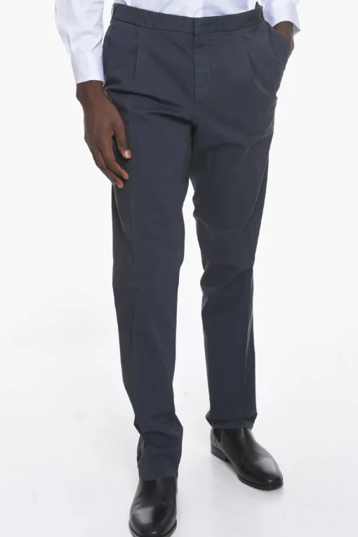 Sale ID Pantaloni Chino in Cotone Stretch con Vita Regolabile Uomo Pantaloni