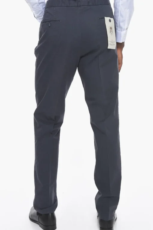 Sale ID Pantaloni Chino in Cotone Stretch con Vita Regolabile Uomo Pantaloni