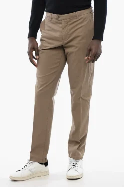 Discount ID Pantaloni Chino in Misto Cotone con Passanti Uomo Pantaloni