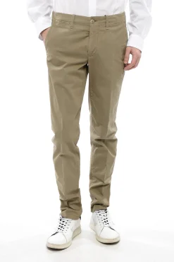 Best ID Pantaloni Chino in Misto Cotone con Passanti Uomo Pantaloni