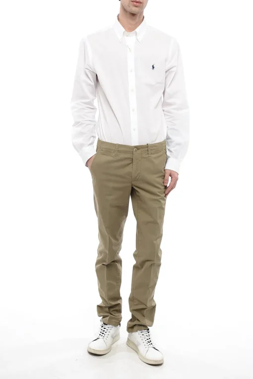 Best ID Pantaloni Chino in Misto Cotone con Passanti Uomo Pantaloni