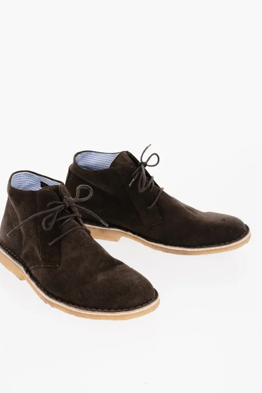 Best ID Polacchine in Suede con Suola a Contrasto Uomo Stringate