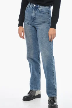 Fashion Jeans a Gamba Diritta con Dettaglio Distressed Donna Jeans