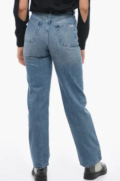 Fashion Jeans a Gamba Diritta con Dettaglio Distressed Donna Jeans