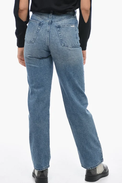 Fashion Jeans a Gamba Diritta con Dettaglio Distressed Donna Jeans