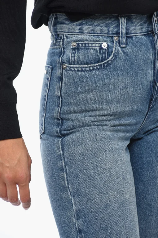 Fashion Jeans a Gamba Diritta con Dettaglio Distressed Donna Jeans