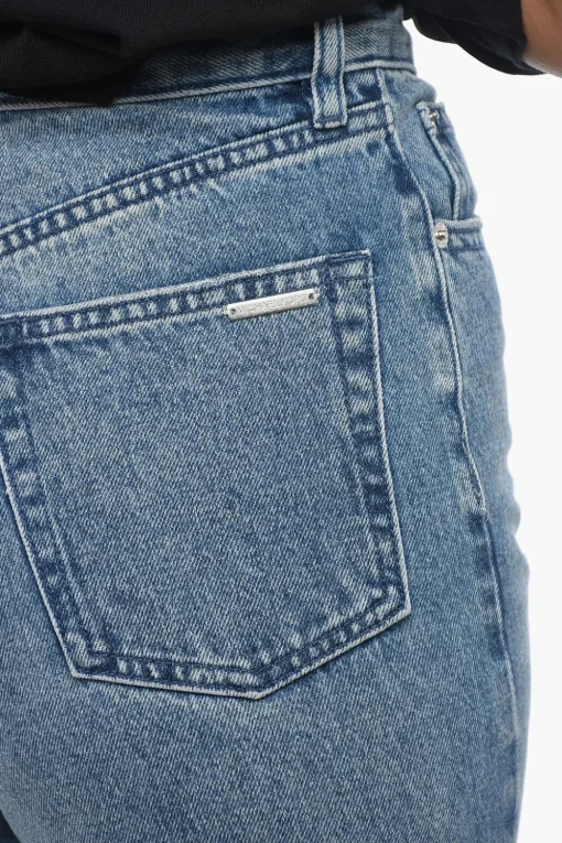 Fashion Jeans a Gamba Diritta con Dettaglio Distressed Donna Jeans