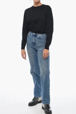 Fashion Jeans a Gamba Diritta con Dettaglio Distressed Donna Jeans
