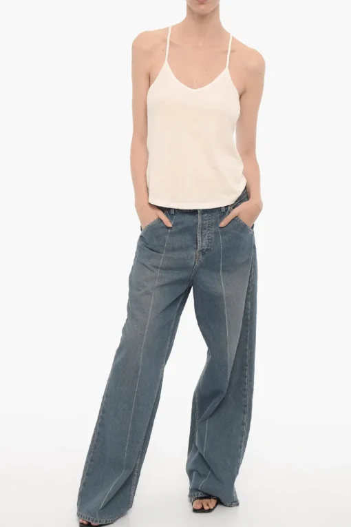 Jeans a Gomaba Larga con Cuciture a Vista 30cm>Paterson Clearance