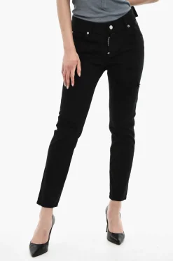 Jeans A Vita Alta Effetto Distressed>Dsquared2 Fashion