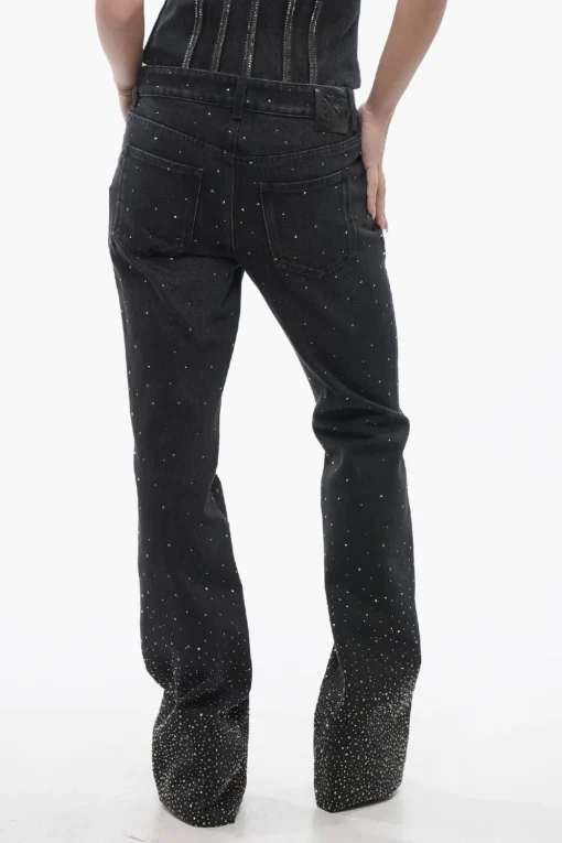 Jeans a Vita Bassa BLING con Cristalli All-Over e Fondo Ampio 26cm>Off-White Best