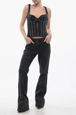 Jeans a Vita Bassa BLING con Cristalli All-Over e Fondo Ampio 26cm></noscript>Off-White Best