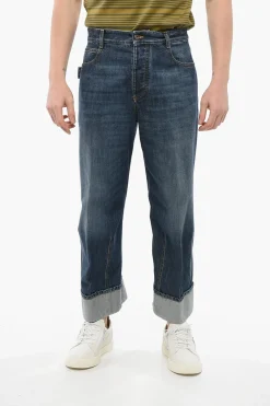 Jeans Baggy Cropped Fit con Risvolto 26cm>Bottega Veneta Discount