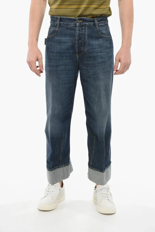 Jeans Baggy Cropped Fit con Risvolto 26cm>Bottega Veneta Discount