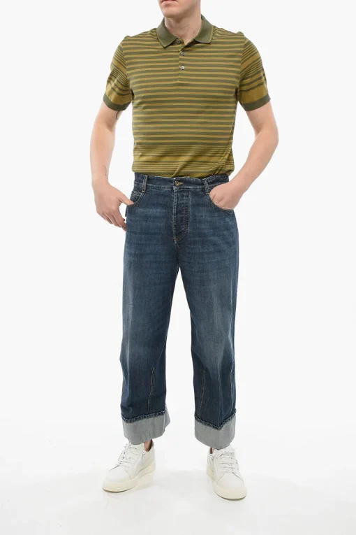 Jeans Baggy Cropped Fit con Risvolto 26cm>Bottega Veneta Discount