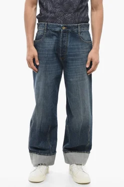Jeans Baggy Cropped Fit con Risvolto 26cm></noscript>Bottega Veneta Discount
